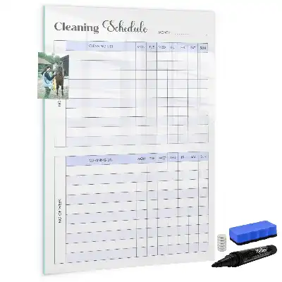 Magnetic writing board with cleaning schedule design
