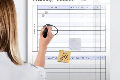 Magnetic writing board with cleaning schedule design
