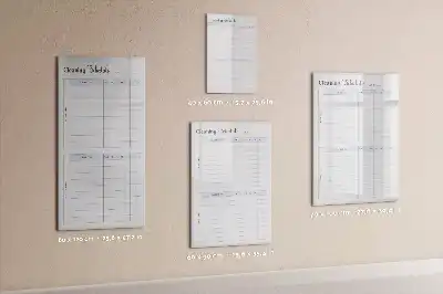 Magnetic writing board with cleaning schedule design