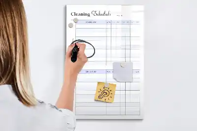 Magnetic writing board with cleaning schedule design