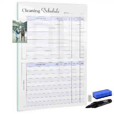 Magnetic writing board with cleaning schedule design