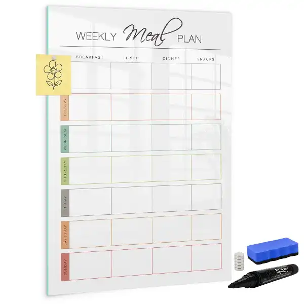 Magnetic dry erase board weekly meal planner