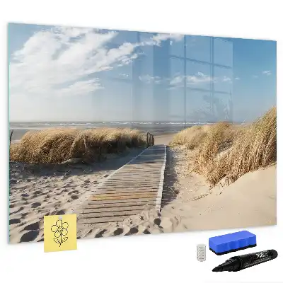 Magnetic marker board with a beach view