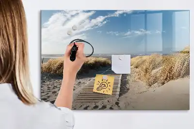 Magnetic marker board with a beach view
