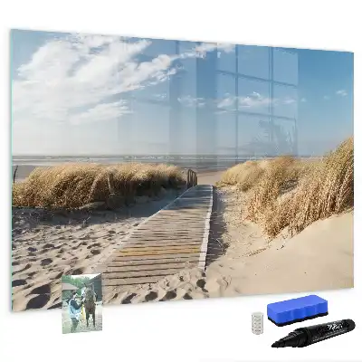 Magnetic marker board with a beach view