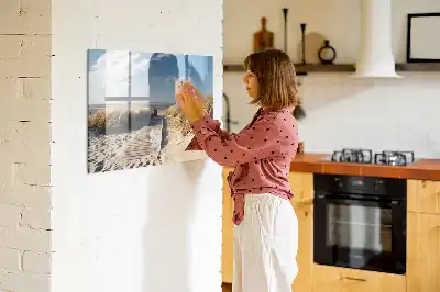 Magnetic marker board with a beach view