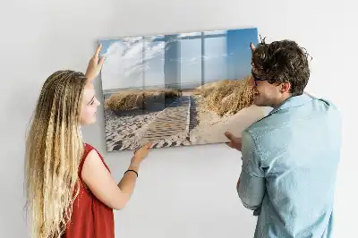 Magnetic marker board with a beach view