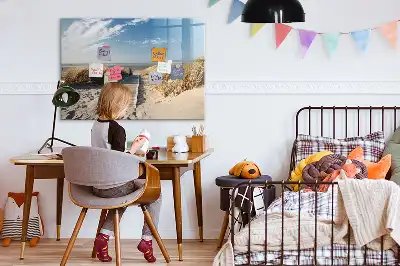 Magnetic marker board with a beach view