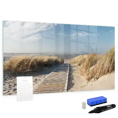 Magnetic marker board with a beach view