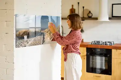 Magnetic marker board with a beach view