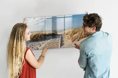 Magnetic marker board with a beach view
