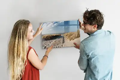 Magnetic marker board with a beach view