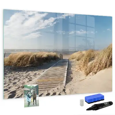 Magnetic marker board with a beach view
