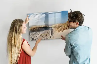 Magnetic marker board with a beach view
