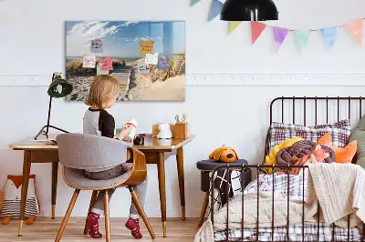 Magnetic marker board with a beach view