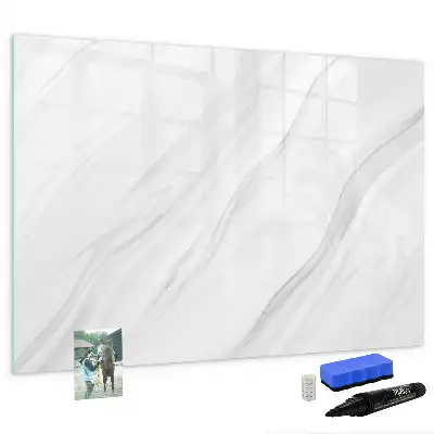 Magnetic glass dry erase board with a decorative marble design