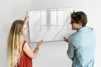 Magnetic glass dry erase board with a decorative marble design