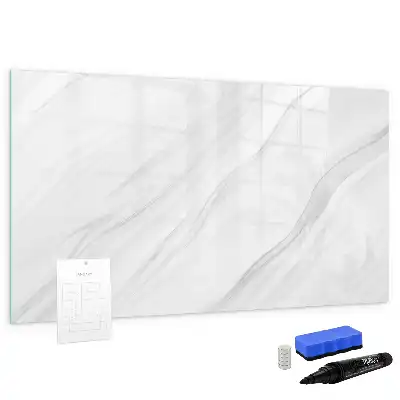 Magnetic glass dry erase board with a decorative marble design