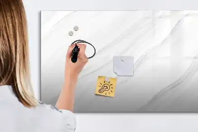 Magnetic glass dry erase board with a decorative marble design