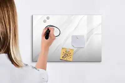 Magnetic glass dry erase board with a decorative marble design