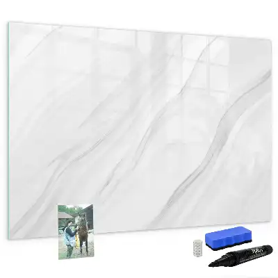Magnetic glass dry erase board with a decorative marble design
