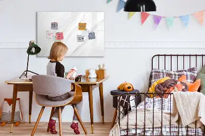 Magnetic glass dry erase board with a decorative marble design