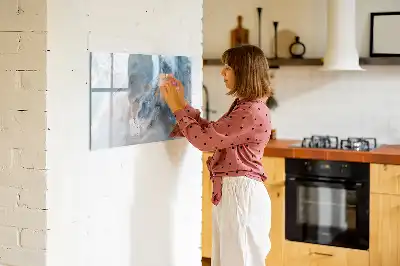 Magnetic glass dry erase board with a marble pattern