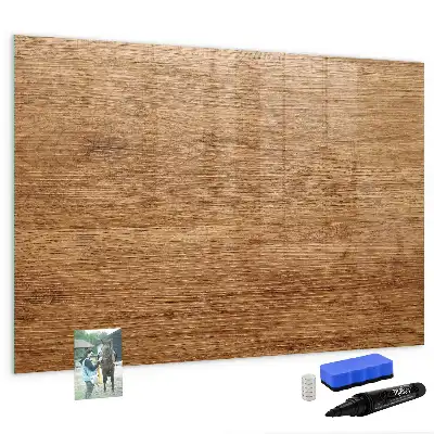 Magnetic glass dry erase board with a light wood frame