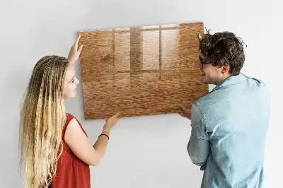 Magnetic glass dry erase board with a light wood frame