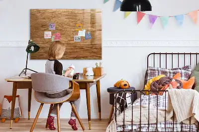 Magnetic glass dry erase board with a light wood frame