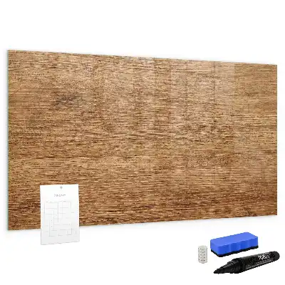 Magnetic glass dry erase board with a light wood frame