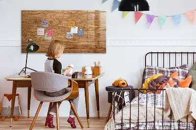 Magnetic glass dry erase board with a light wood frame