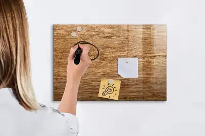 Magnetic glass dry erase board with a light wood frame