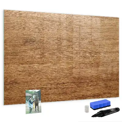 Magnetic glass dry erase board with a light wood frame