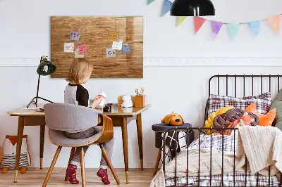 Magnetic glass dry erase board with a light wood frame