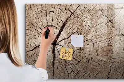 Magnetic glass dry erase board old tree trunk pattern