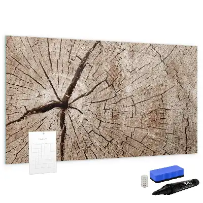 Magnetic glass dry erase board old tree trunk pattern