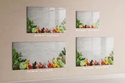 Magnetic marker board featuring a table with vegetables