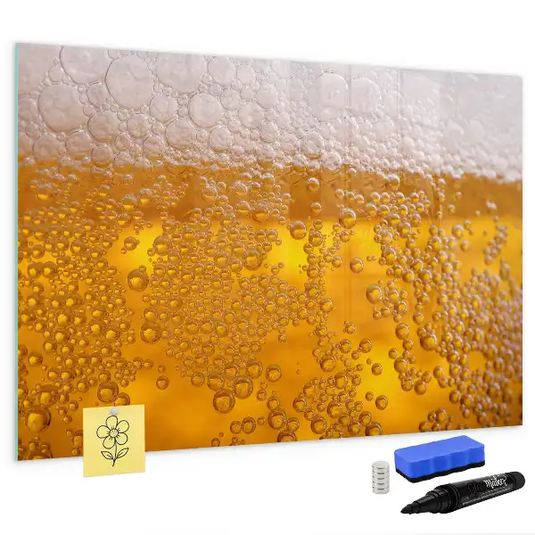 Magnetic glass dry erase board beer design