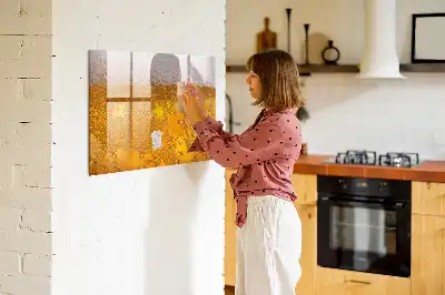 Magnetic glass dry erase board beer design