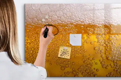 Magnetic glass dry erase board beer design