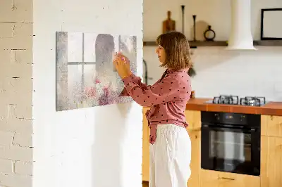 Magnetic glass dry erase board painted abstraction design