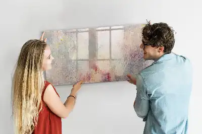 Magnetic glass dry erase board painted abstraction design
