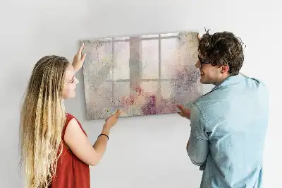 Magnetic glass dry erase board painted abstraction design