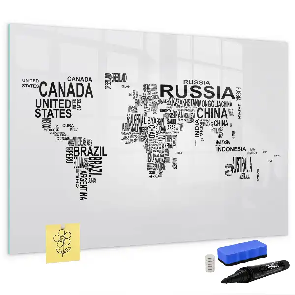 Magnetic marker board continents from letters