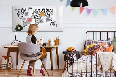 Magnetic marker board continents from letters