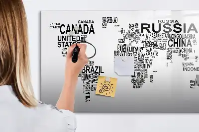 Magnetic marker board continents from letters