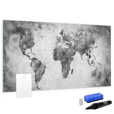 Magnetic glass dry erase board world map decorative design
