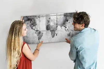 Magnetic glass dry erase board world map decorative design