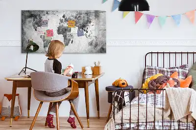 Magnetic glass dry erase board world map decorative design